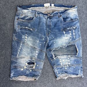 Premium FWRD Denim Shorts Medium Wash Ripped Distressed Streetwear 42